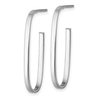 14k White Rhodium-plated Polished Long 2mm Post Hoop Earrings-TF2545W