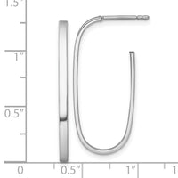 14k White Rhodium-plated Polished Long 2mm Post Hoop Earrings-TF2545W