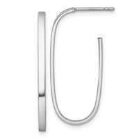14k White Rhodium-plated Polished Long 2mm Post Hoop Earrings-TF2545W