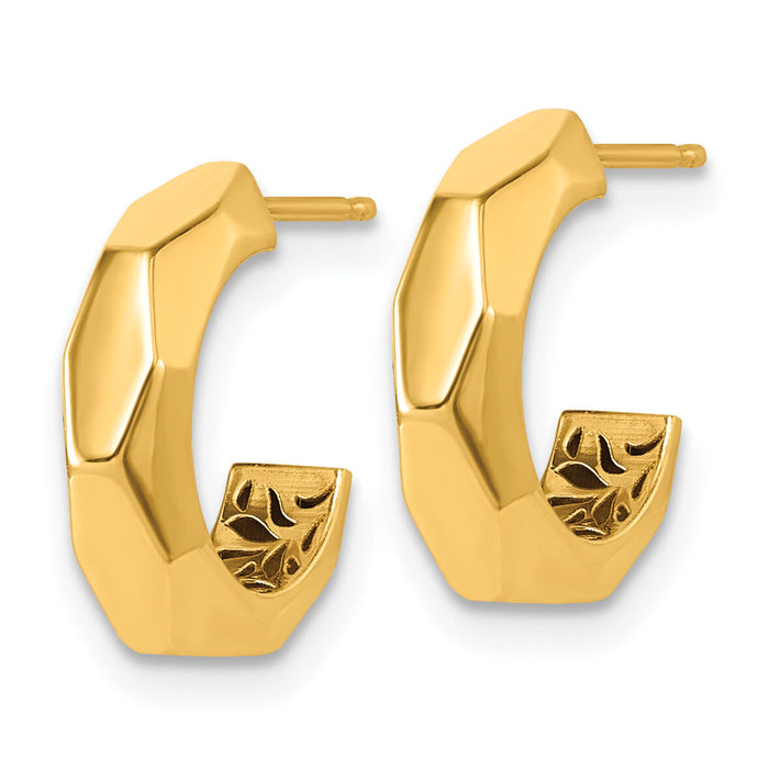 14K Polished Geometric C-Hoop Post Earrings-TF2546