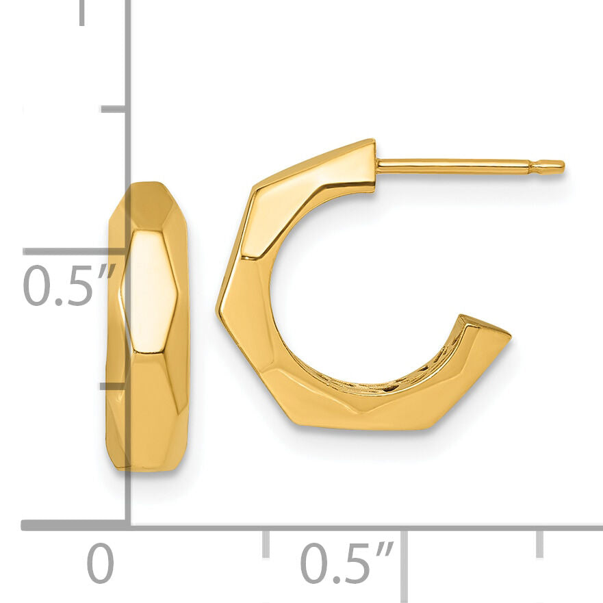 14K Polished Geometric C-Hoop Post Earrings-TF2546