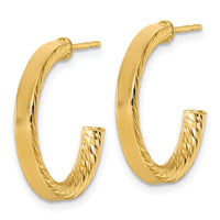 14k Polished and D/C Tube Post Hoop Earrings-TF2550