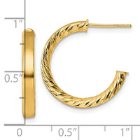 14k Polished and D/C Tube Post Hoop Earrings-TF2550