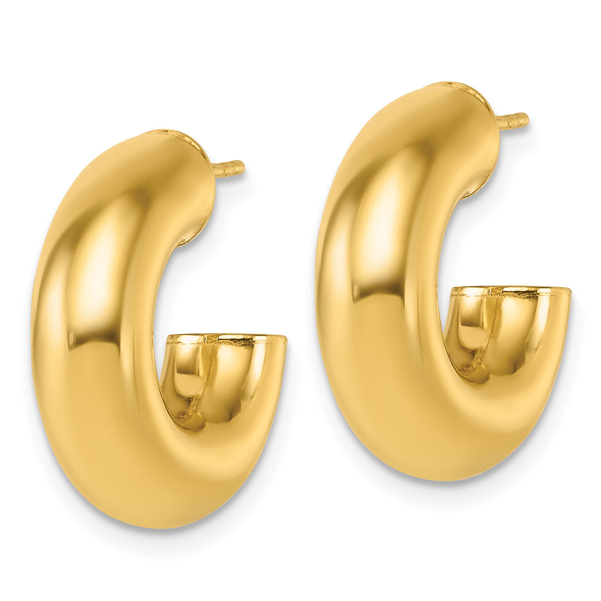 14k Polished 6mm Tube Post Hoop Earrings-TF2552