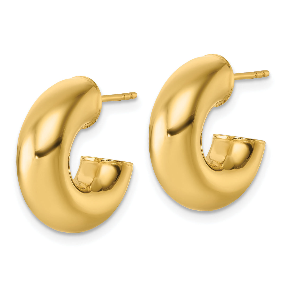 14k Polished 6mm Tube Post Hoop Earrings-TF2553