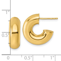 14k Polished 6mm Tube Post Hoop Earrings-TF2553