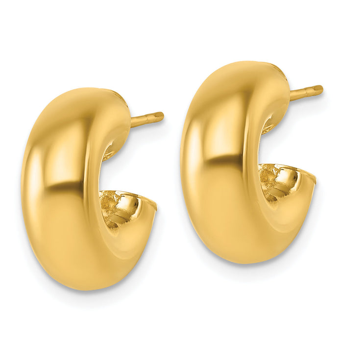 14k Polished 6mm Tube Post Hoop Earrings-TF2554