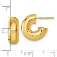 14k Polished 6mm Tube Post Hoop Earrings-TF2554