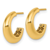 14K Polished C-Hoop Post Earrings-TF2555