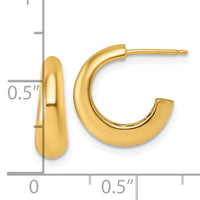 14K Polished C-Hoop Post Earrings-TF2555