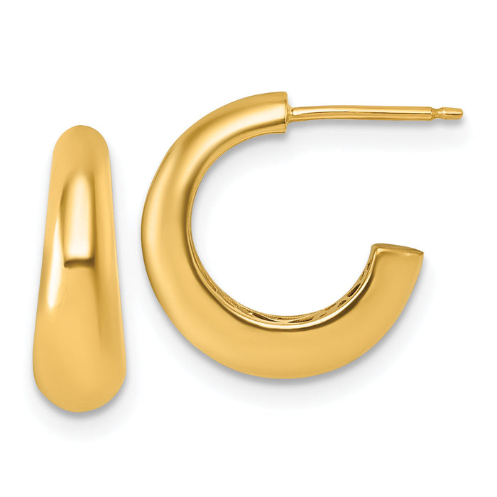 14K Polished C-Hoop Post Earrings-TF2555