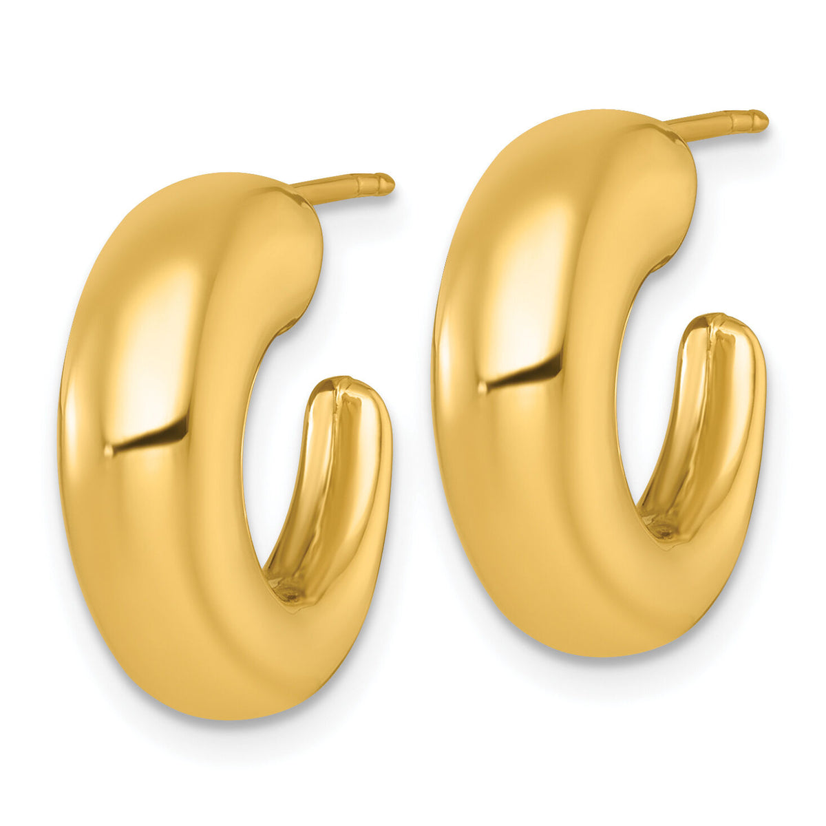 14k Polished Post Hoop Earrings-TF2556
