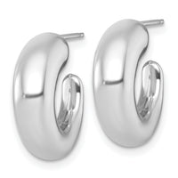 14k White Gold Polished Hoop Post Earrings-TF2556W
