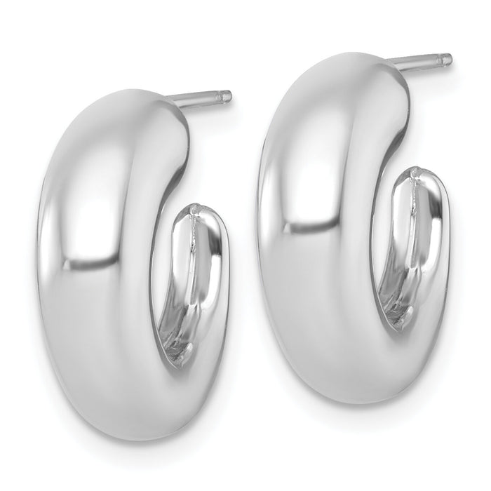 14k White Gold Polished Hoop Post Earrings-TF2556W