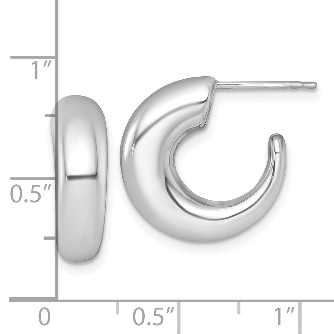 14k White Gold Polished Hoop Post Earrings-TF2556W