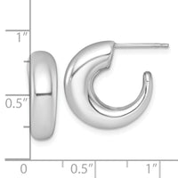 14k White Gold Polished Hoop Post Earrings-TF2556W