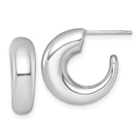 14k White Gold Polished Hoop Post Earrings-TF2556W