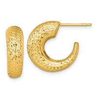 14k Polished Diamond-cut Post Hoop Earrings-TF2557
