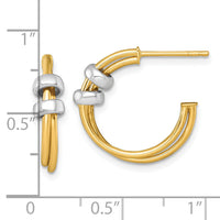 14k Two-tone Polished Double Row Hoop Post Earrings-TF2558