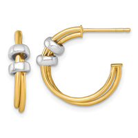 14k Two-tone Polished Double Row Hoop Post Earrings-TF2558
