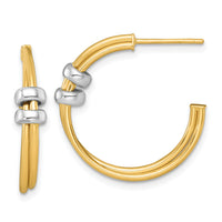 14k Two-tone Polished Double Row Hoop Post Earrings-TF2559