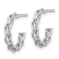 14k White Rhodium-plated Polished Woven 3mm Post Hoop Earrings-TF2560W