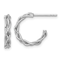 14k White Rhodium-plated Polished Woven 3mm Post Hoop Earrings-TF2560W