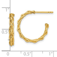 14k Polished Woven 3mm Post Hoop Earrings-TF2561