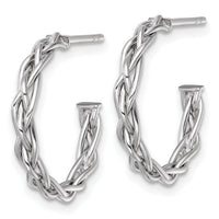 14k White Rhodium-plated Polished Woven 3mm Post Hoop Earrings-TF2561W