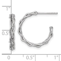 14k White Rhodium-plated Polished Woven 3mm Post Hoop Earrings-TF2561W