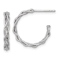 14k White Rhodium-plated Polished Woven 3mm Post Hoop Earrings-TF2561W