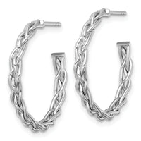14k White Rhodium-plated Polished Woven 3mm Post Hoop Earrings-TF2562W