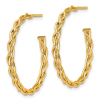 14k Polished Woven 3mm Post Hoop Earrings-TF2563