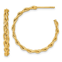 14k Polished Woven 3mm Post Hoop Earrings-TF2563