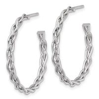 14k White Rhodium-plated Polished Woven 3mm Post Hoop Earrings-TF2563W