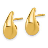 14k Polished 3D Tear Drop Earrings-TF2569