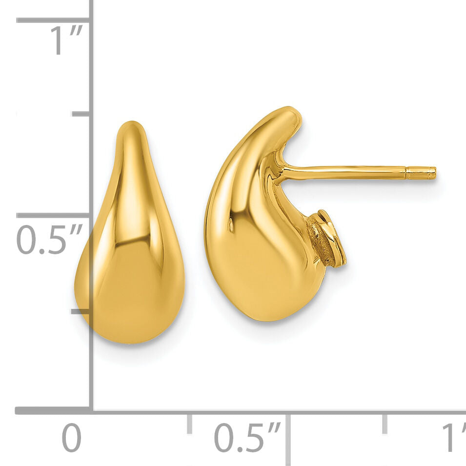 14k Polished 3D Tear Drop Earrings-TF2569