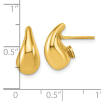 14k Polished 3D Tear Drop Earrings-TF2569
