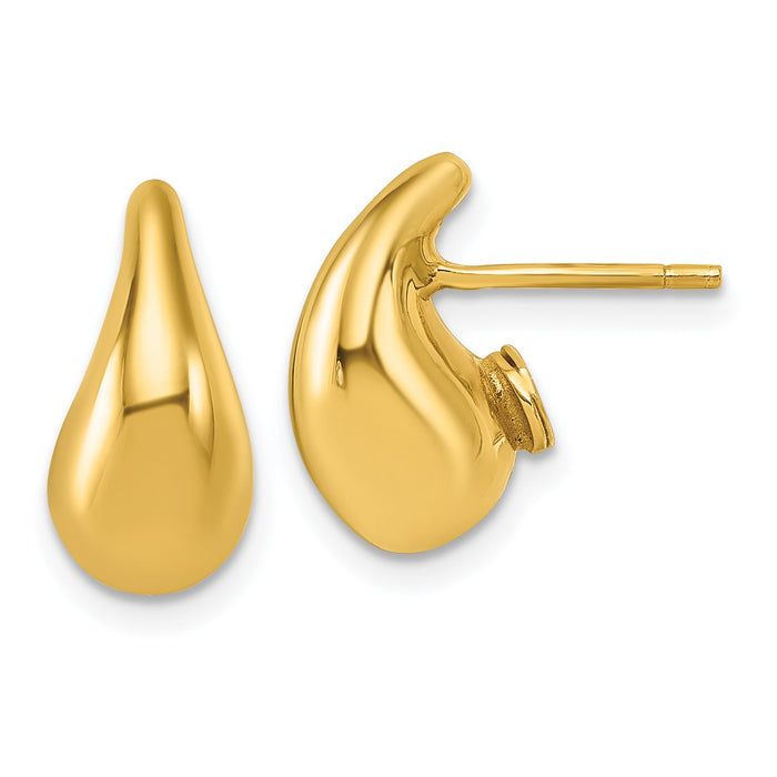 14k Polished 3D Tear Drop Earrings-TF2569