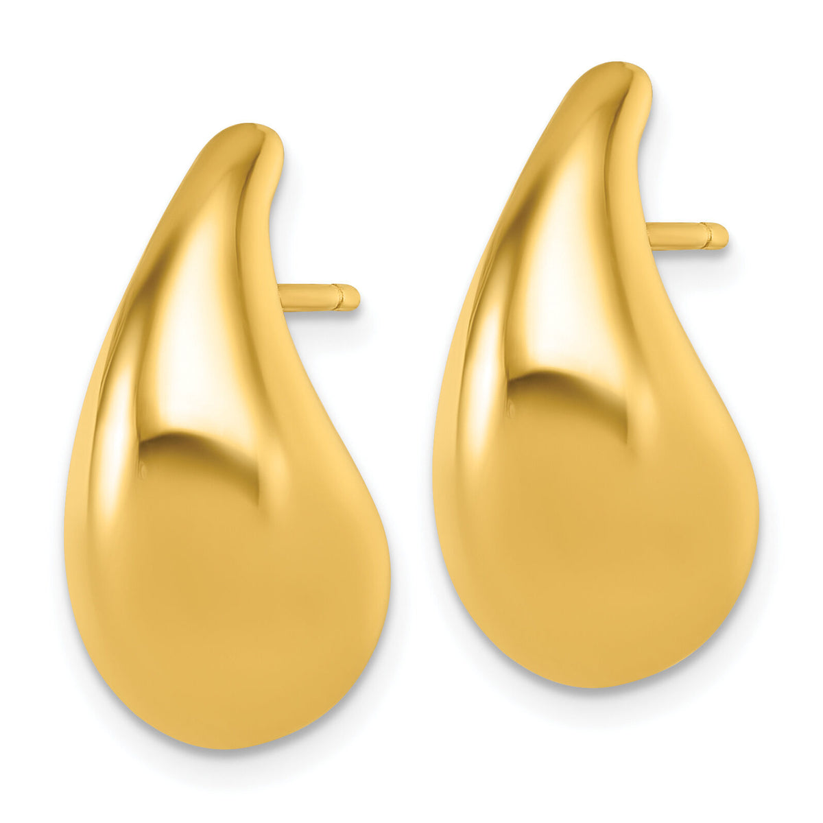 14k Polished 3D Tear Drop Earrings-TF2570
