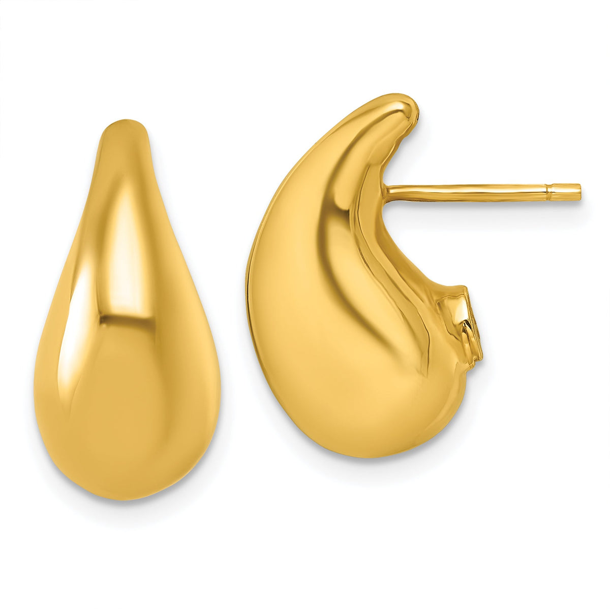 14k Polished 3D Tear Drop Earrings-TF2570