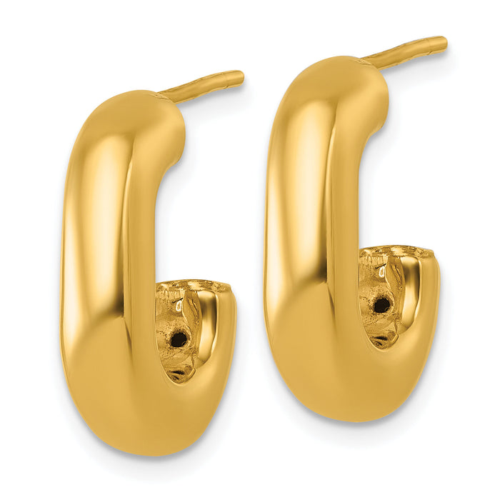 14k Polished J-Hoop Earrings-TF2571