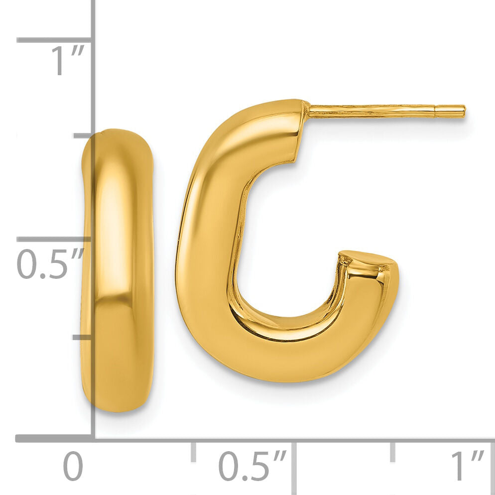 14k Polished J-Hoop Earrings-TF2571
