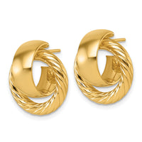 14K Polished and Twisted Circle Post Earrings-TF2572