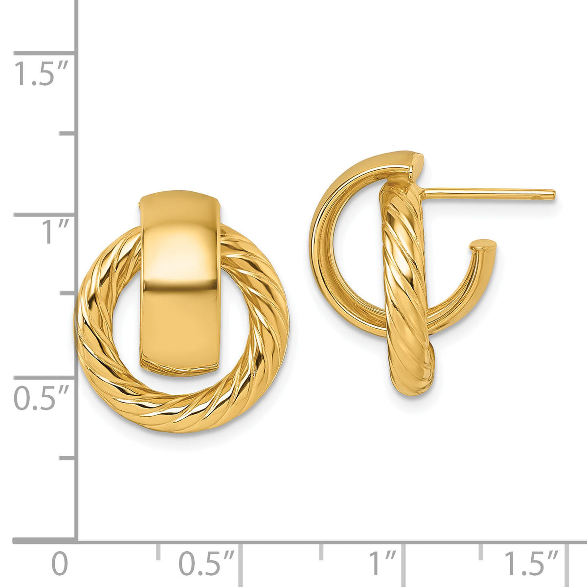 14K Polished and Twisted Circle Post Earrings-TF2572