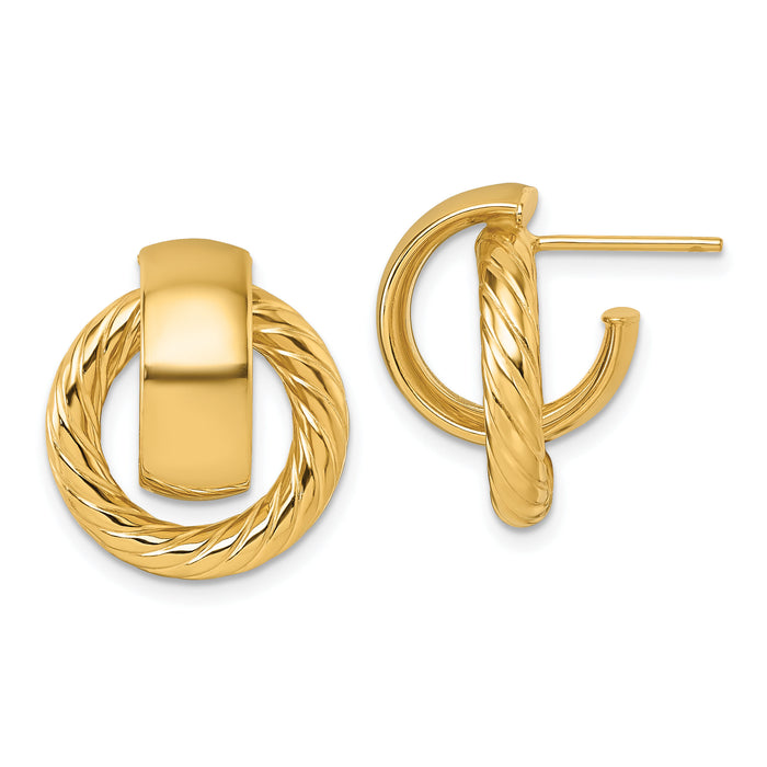 14K Polished and Twisted Circle Post Earrings-TF2572