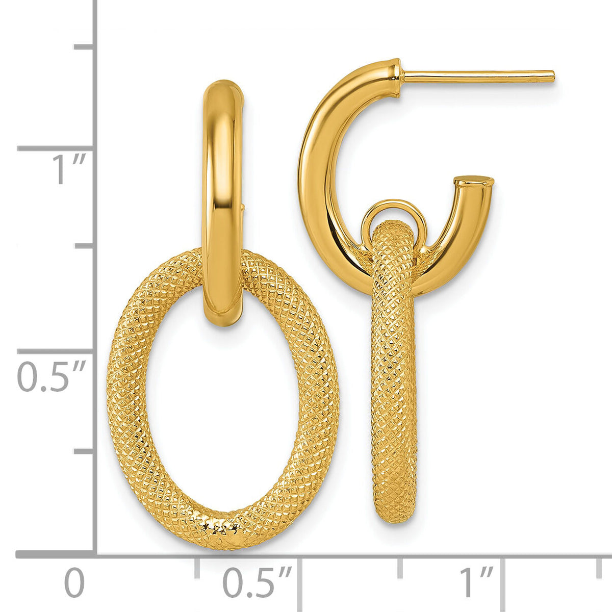 14K Polished and Textured Post Dangle Earrings-TF2574