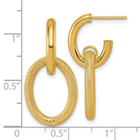 14K Polished and Textured Post Dangle Earrings-TF2574