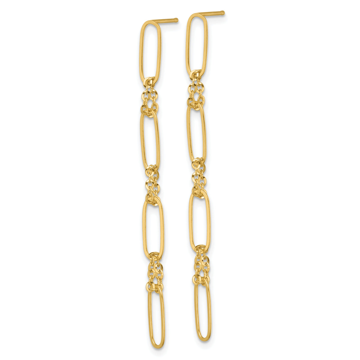 14k Polished Fancy Oval Link Dangle Post Earrings-TF2575