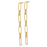 14k Polished Fancy Oval Link Dangle Post Earrings-TF2575